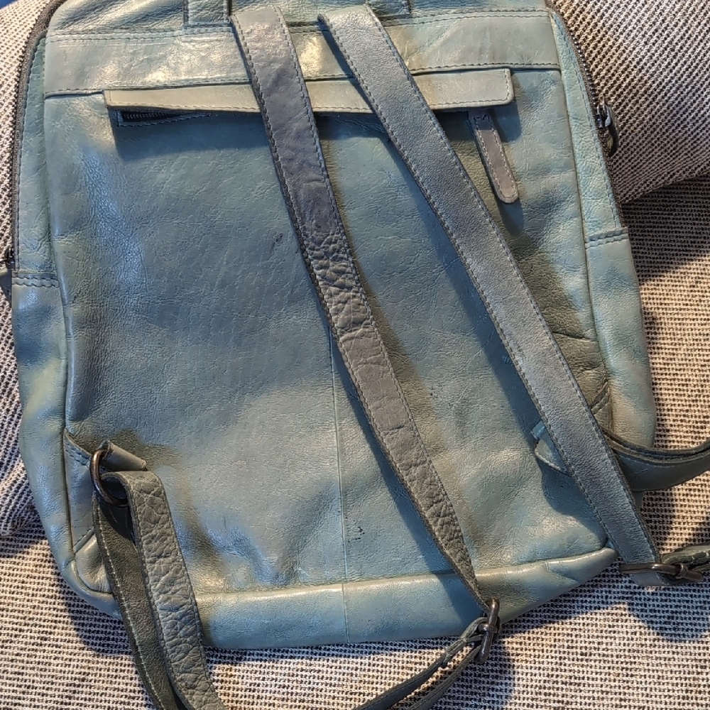 Genuine Leather Slate Color Backpack - Picture 2 of 4